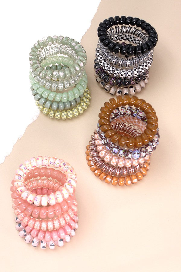 MIX SOLID FLOWER CHECKER ANIMAL HAIR COILS 5 ASST | 40PT316