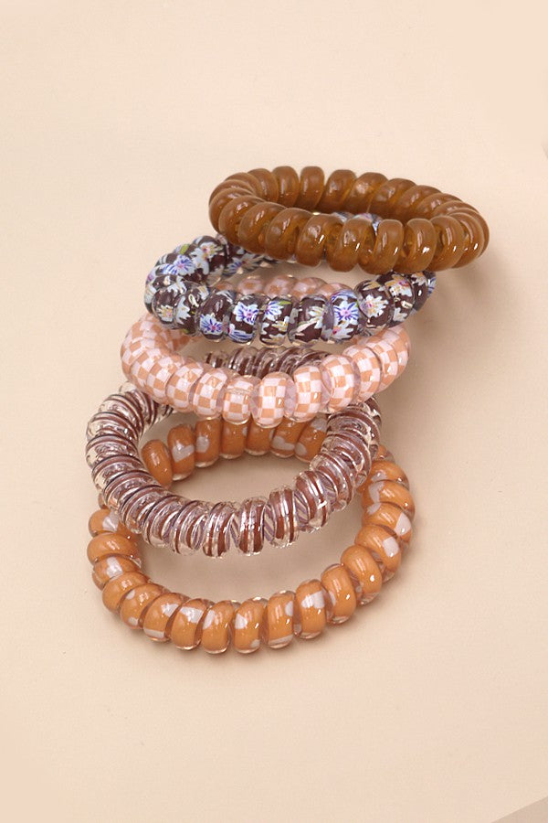 MIX SOLID FLOWER CHECKER ANIMAL HAIR COILS 5 ASST | 40PT316