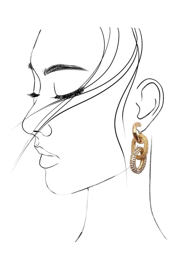 RHINESTONE LINK DROP EAR | 10E3072912