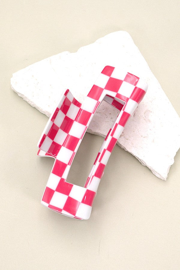 LARGE CHECKER HAIR CLAW CLIPS | 40H641