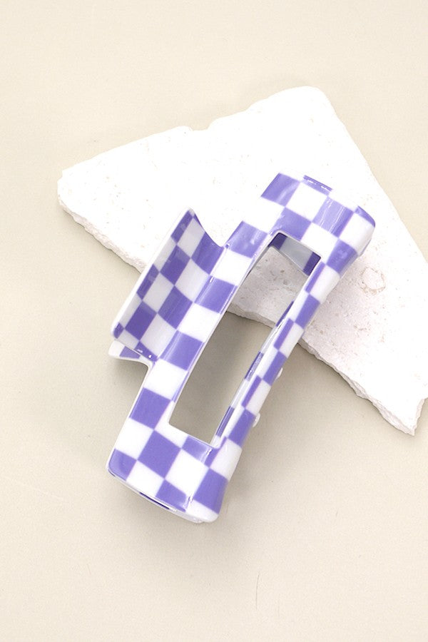 LARGE CHECKER HAIR CLAW CLIPS | 40H641