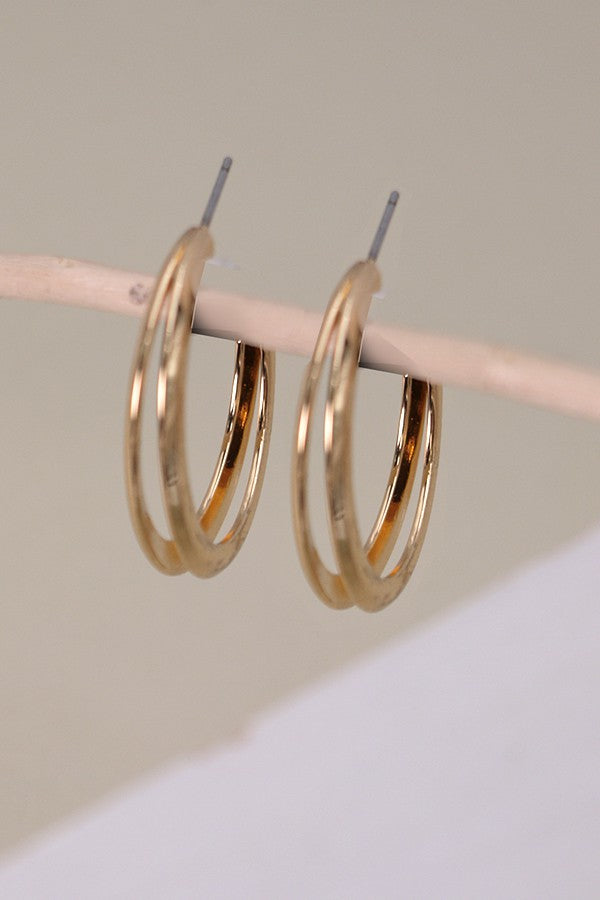 SHINY DOUBLE HOOP EARRINGS | 80E1414