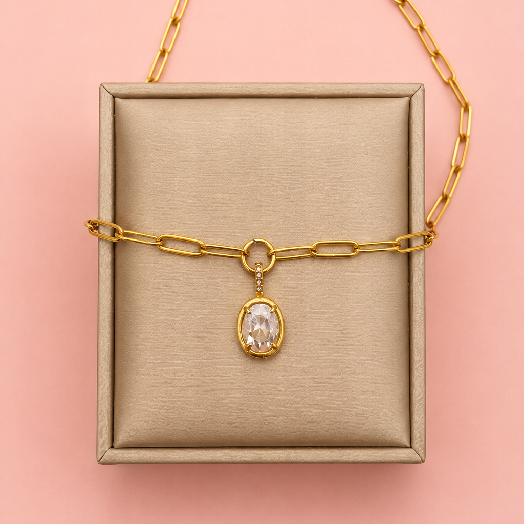 18K STAINLESS STEEL TARNISH FREE SQUARE NECKLACE | 40NK9675
