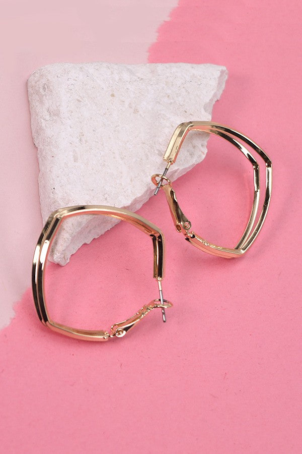ROUND SQUARE DOUBLE HOOP EARRINGS | 80E1604