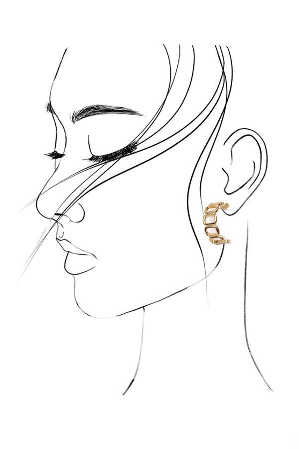 SQUARE LINK HOOP EARRING | 80E1657