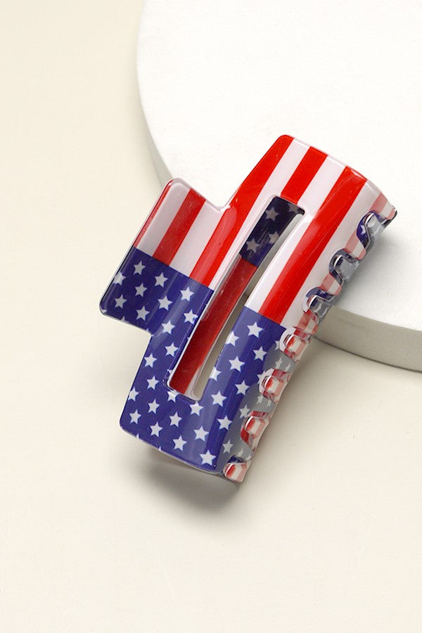 USA FLAG PRINT JULY 4TH HAIR CLAW CLIPS SET OF 3 | 40H686