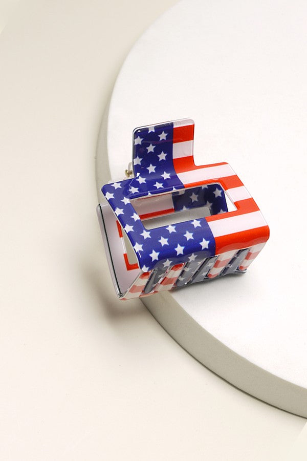 USA FLAG PRINT JULY 4TH HAIR CLAW CLIPS SET OF 3 | 40H686