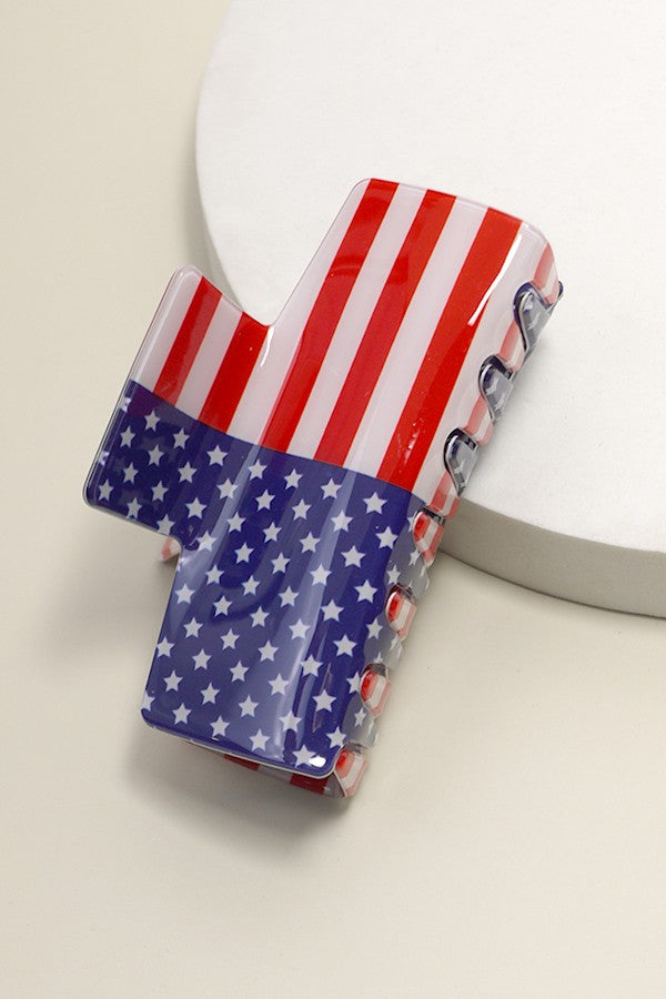 USA FLAG PRINT JULY 4TH HAIR CLAW CLIPS SET OF 3 | 40H686
