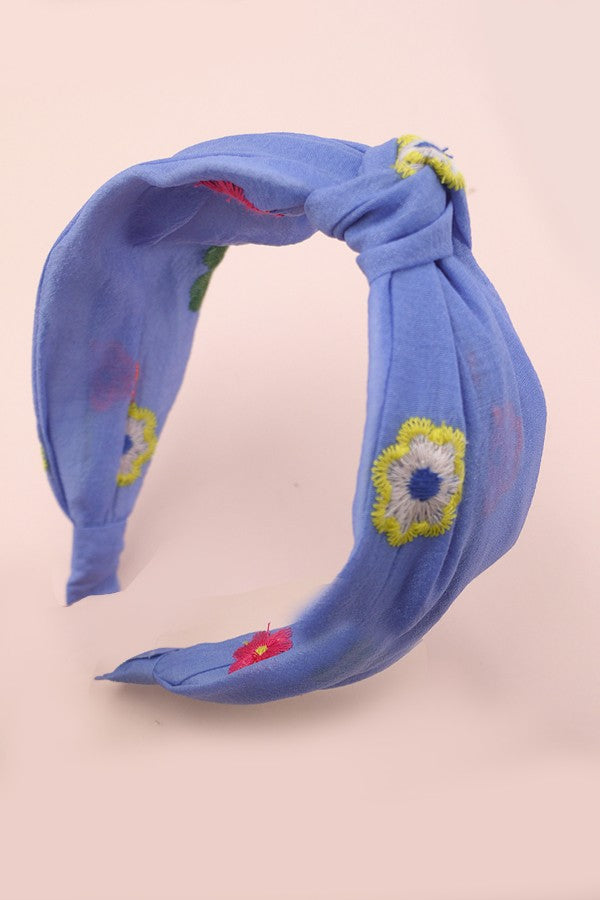 COLORFUL FLORAL EMBROIDERY KNOTTED HAIR BAND | 40HB137