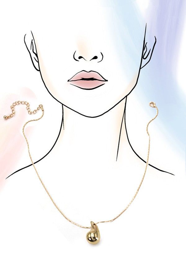 BRASS DIAMOND CUT CHAIN TEARDROP CHARM NECKLACE | 31N23233