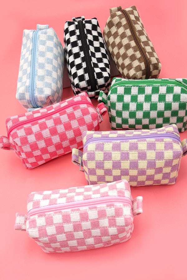 CHECKER MAKEUP POUCH BAG | 40P522