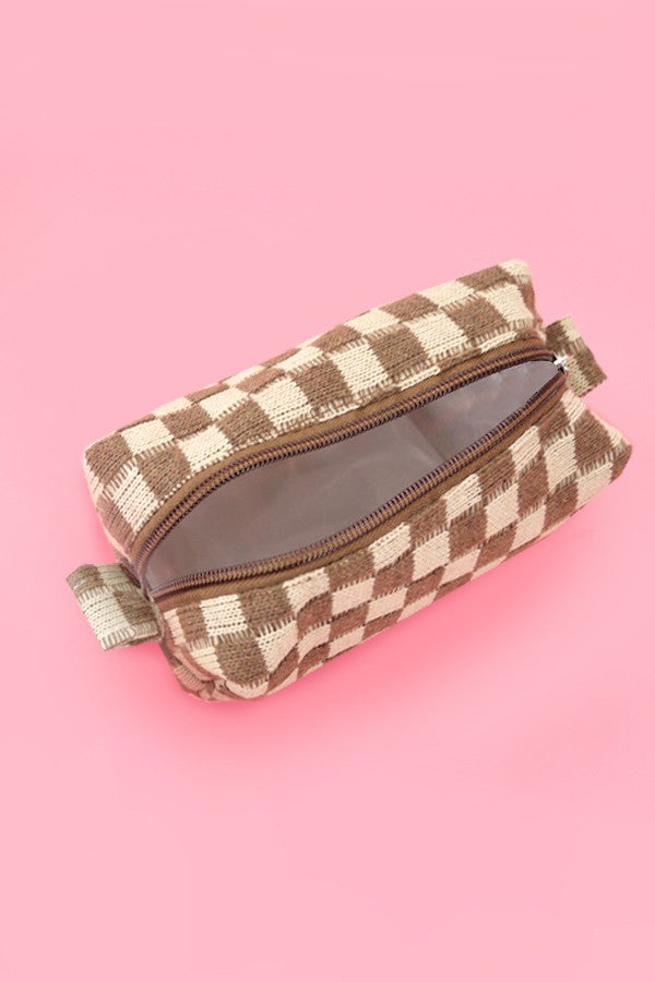 CHECKER MAKEUP POUCH BAG | 40P522