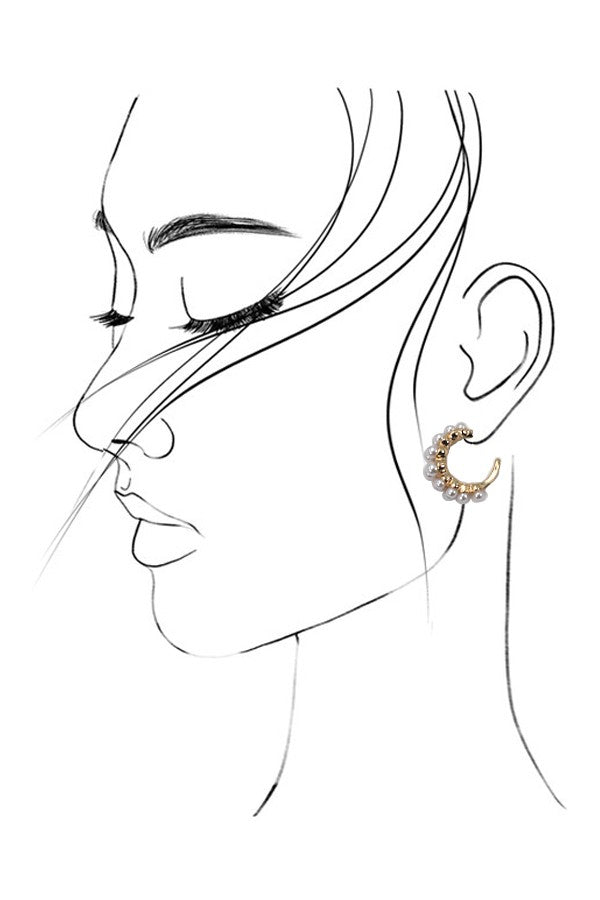 DOUBLE ROW PEARL HOOP EARRINGS | 80E2027