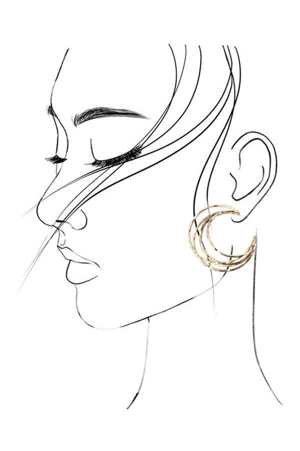 HAMMERED MULTI ROW HOOP EARRINGS | 80E2035