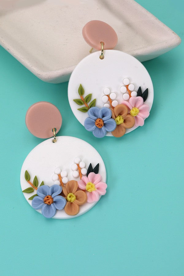 3D POLYMER FLOWER CLAY EARRING | 40E285