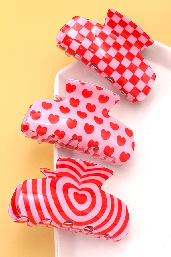 VALENTINE'S DAY GIFT SWIRL HEART HAIR CLAW CLIPS | 40H709
