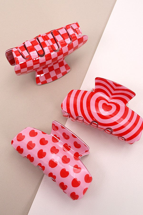 VALENTINE'S DAY GIFT SWIRL HEART HAIR CLAW CLIPS | 40H709