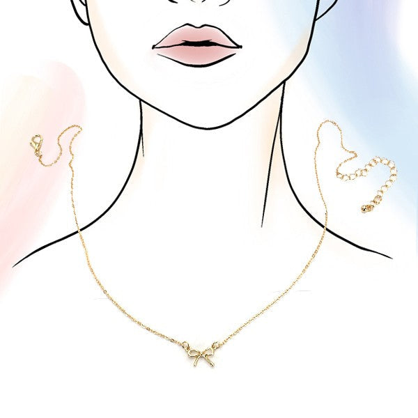 MINI GOLD BOW CHARM NECKLACE | 80N346