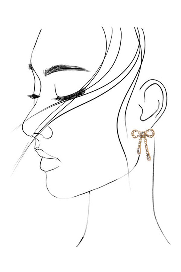 RHINESTONE BOW DROP EARRING | 80E2433