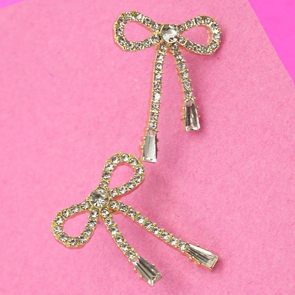 RHINESTONE BOW DROP EARRING | 80E2433