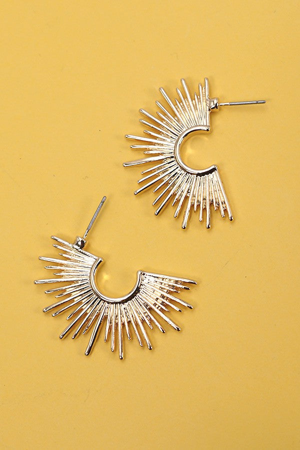 GOLD SUNBURST STUD HOOP EARRINGS | 31E24046