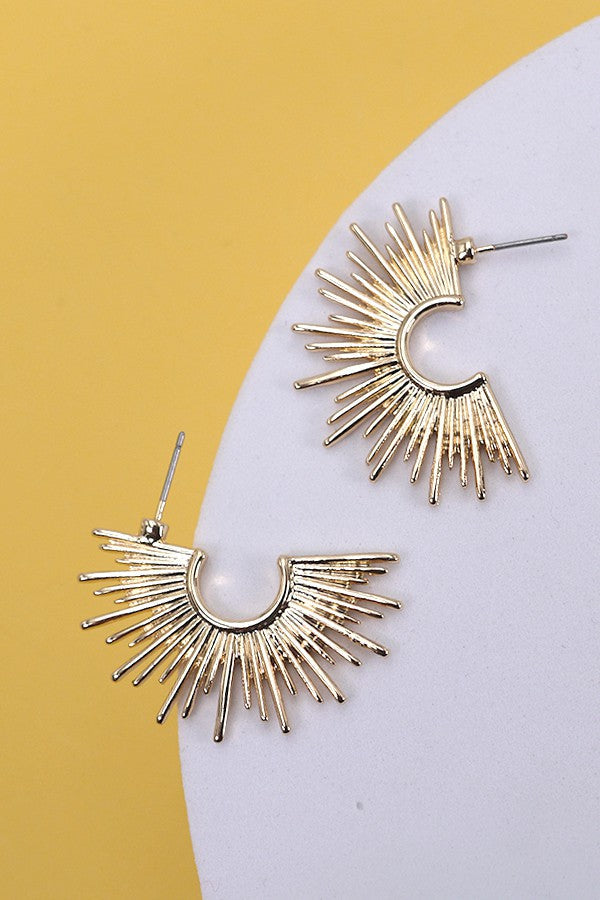 GOLD SUNBURST STUD HOOP EARRINGS | 31E24046