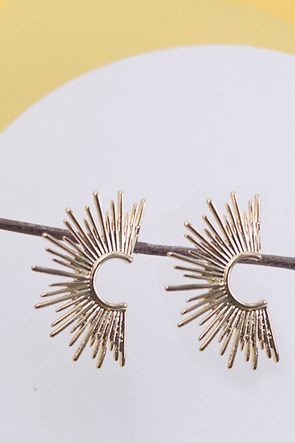 GOLD SUNBURST STUD HOOP EARRINGS | 31E24046