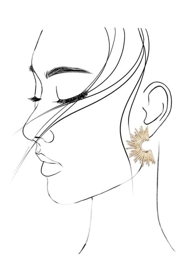 GOLD SUNBURST STUD HOOP EARRINGS | 31E24046