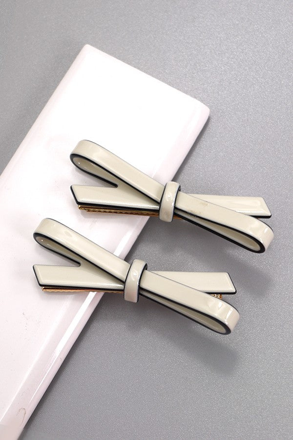 CELLULOSE ACETATE BOW HAIR PIN PAIR | 40H729