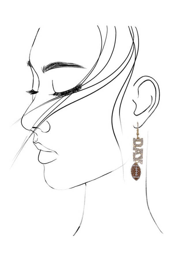 GAME DAY FOOT BALL RHINESTONE DROP EARRINGS | 80E2544