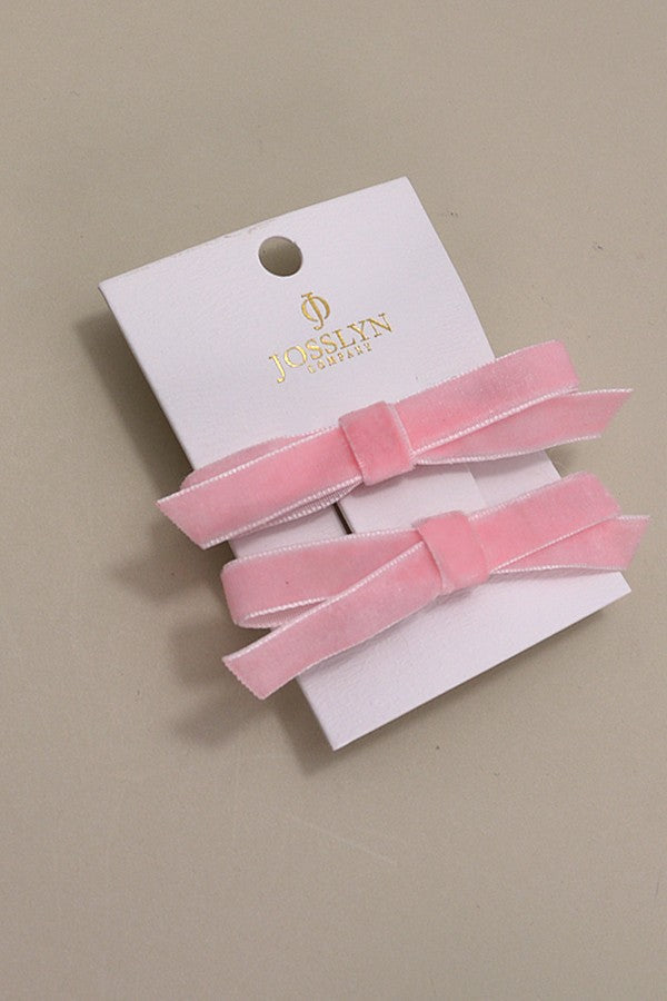 VELVET RIBBON BOW HAIR CLIPS PAIR 2PC SET | 40H745