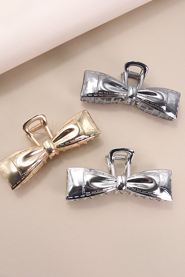 LARGE METAL BOW RIBBON HAIR CLAW CLIPS | 40H750