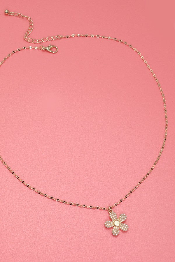 PEARL FLOWER CHARM NECKLACE | 80N438