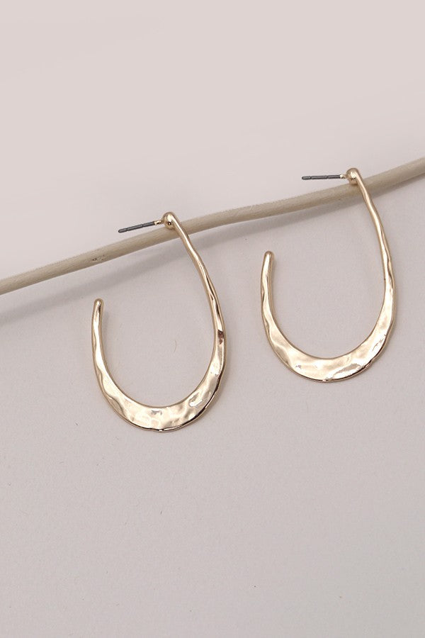HAMMERED U SHAPE HOOP DROP EARRINGS | 80E2779