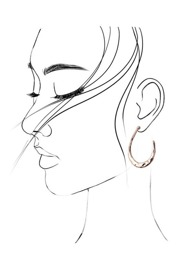 HAMMERED U SHAPE HOOP DROP EARRINGS | 80E2779