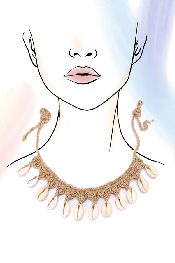SUMMER BEACH PUKA SHELL WOVEN NECKLACE | 80N550