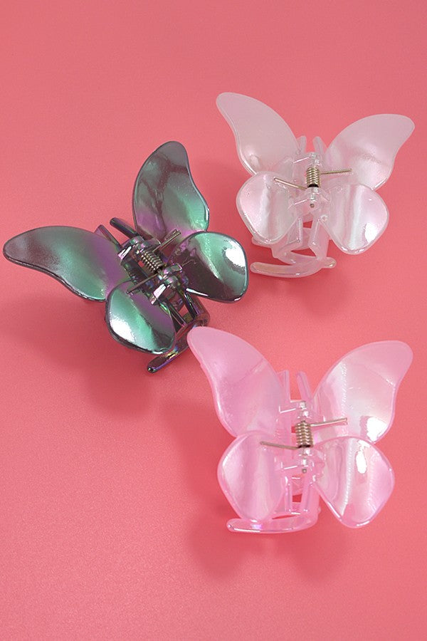 LARGE MATTE IRIDESCENT BUTTERFLY HAIR CLAW CLIPS | 40H774