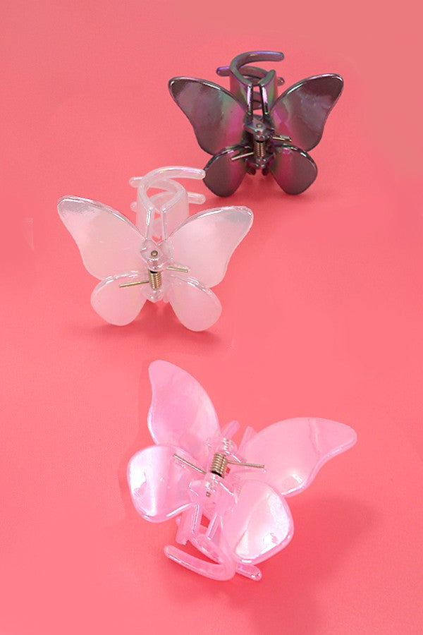 LARGE MATTE IRIDESCENT BUTTERFLY HAIR CLAW CLIPS | 40H774