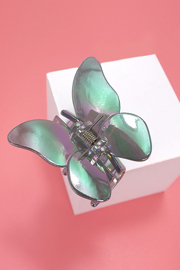 LARGE MATTE IRIDESCENT BUTTERFLY HAIR CLAW CLIPS | 40H774