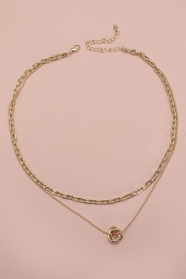 GOLD FLORAL BUD DOUBLE LAYER NECKLACE | 80N570