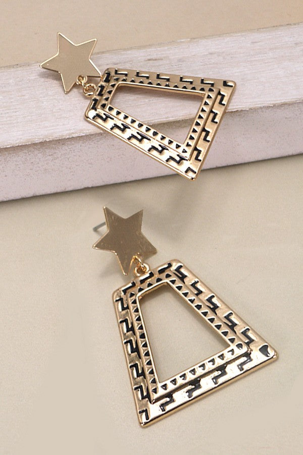 WESTERN TRAPEZOID STAT AZTEC DROP EARRING | 31E24426