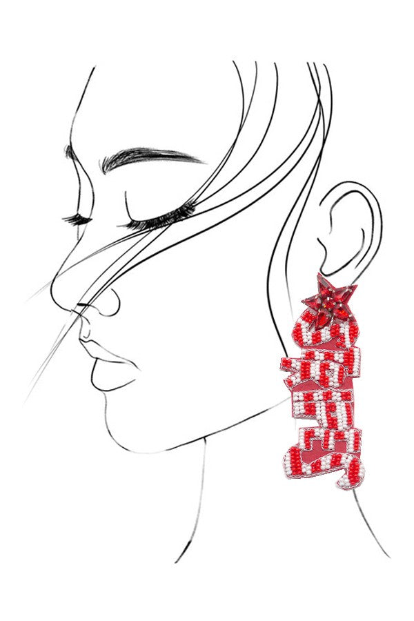 4TH OF JULY SEEDBEAD STARS STRIPE EARRINGS | 91E084137