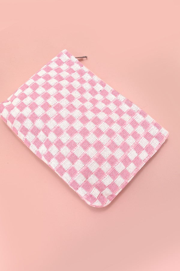 TRAVEL CHECKER COSMETIC MAKEUP POUCH CLUTCH BAG | 40P528