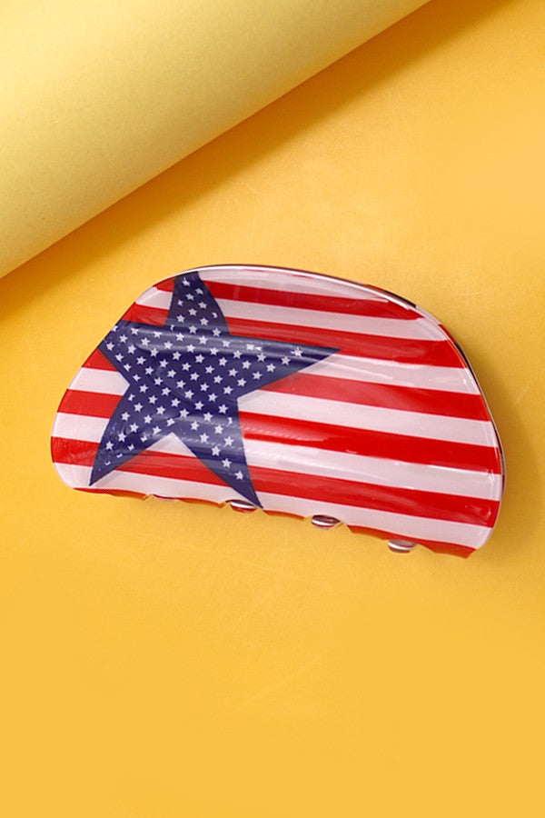 4TH OF JULY STAR USA FLAG HAIR CLAW CLIPS | 40H784