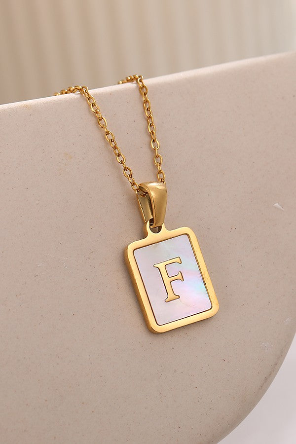 MOP INITIAL STAINLESS STEEL TARNISH FREE NECKLACE | 40NK314
