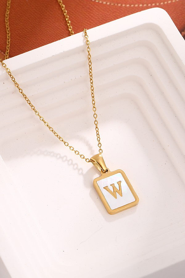 MOP INITIAL STAINLESS STEEL TARNISH FREE NECKLACE | 40NK314