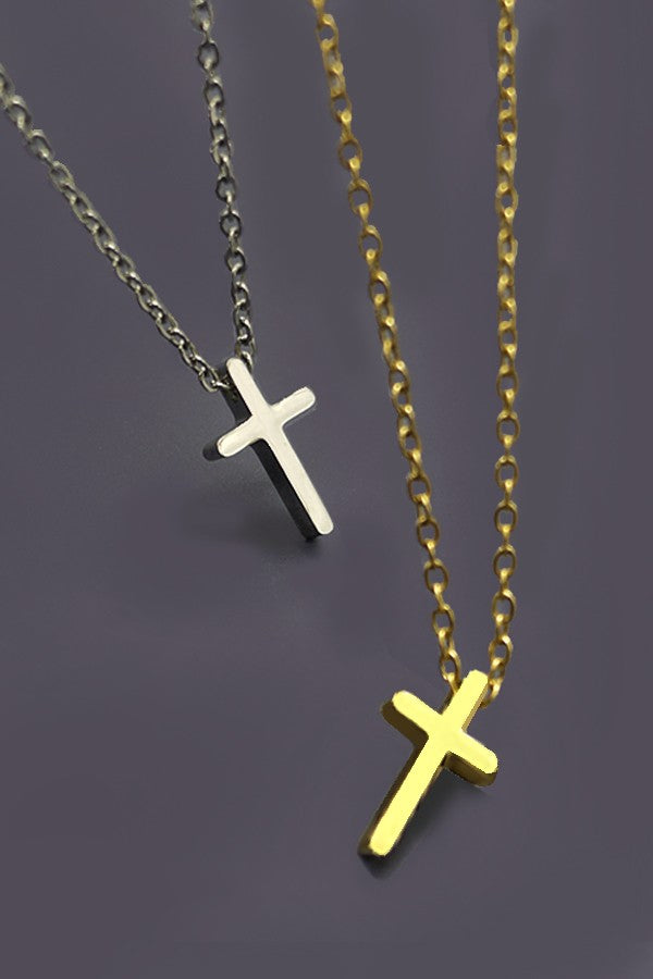 18K STAINLESS STEEL TARNISH FREE CROSS NECKLACE | 80N754