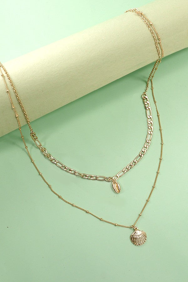 MULTI LAYER OCEAN SHELL PUKA NECKLACE | 80N679