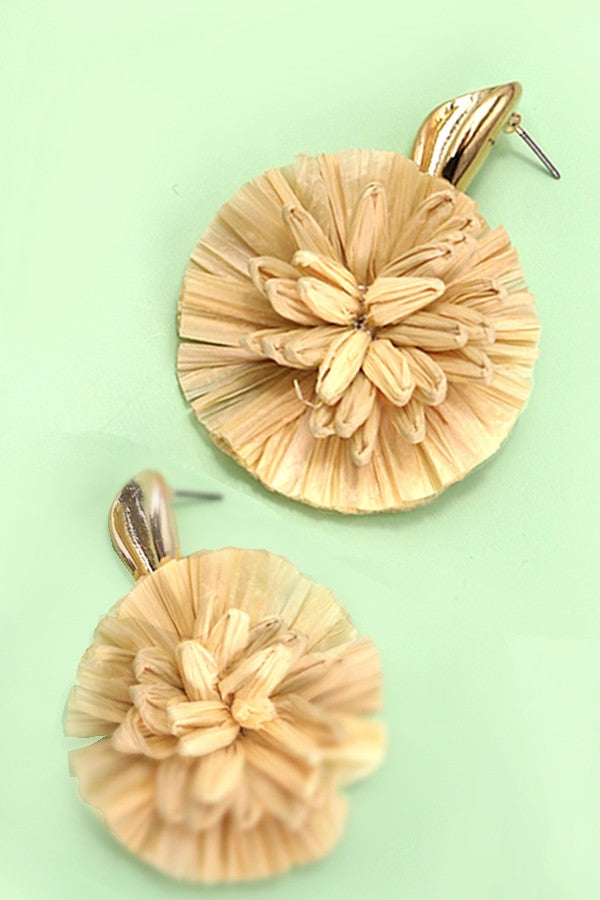 RAFFIA FLOWER DROP EARRINGS | 80E3471