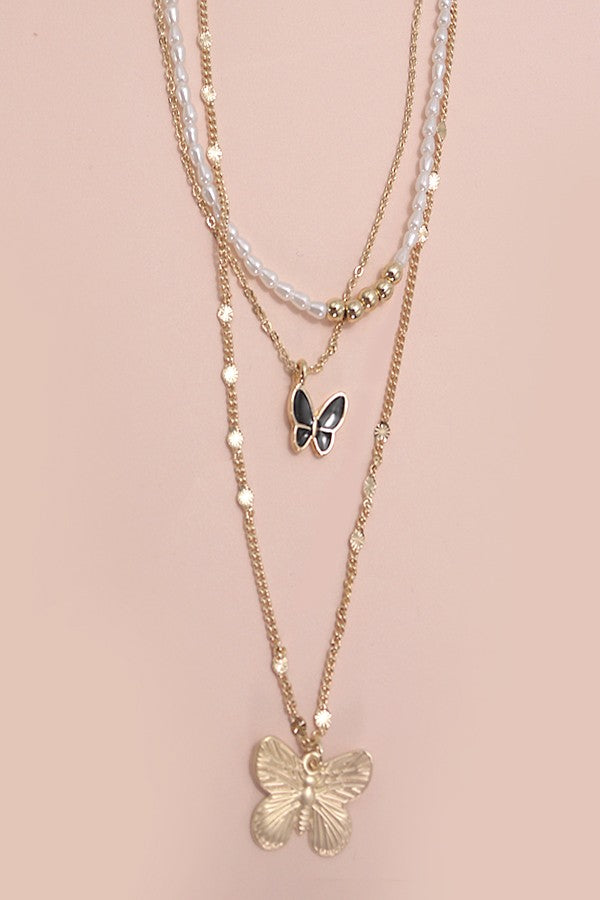 PEARL BUTTERFLY MULTILAYER NECKLACE | 80N699